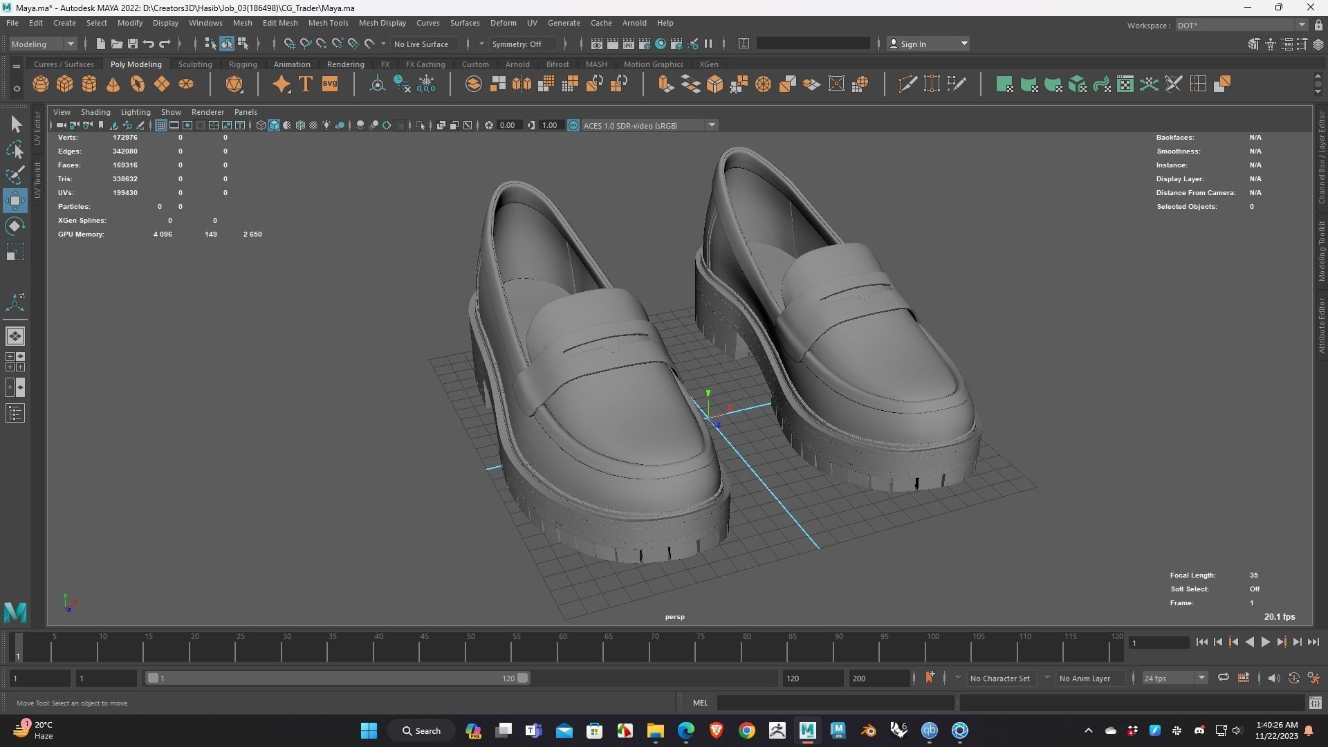 Shoe for Men Low Poly 3D Model for WebGL Ready Low-poly 3D model Low-poly 3D model_6
