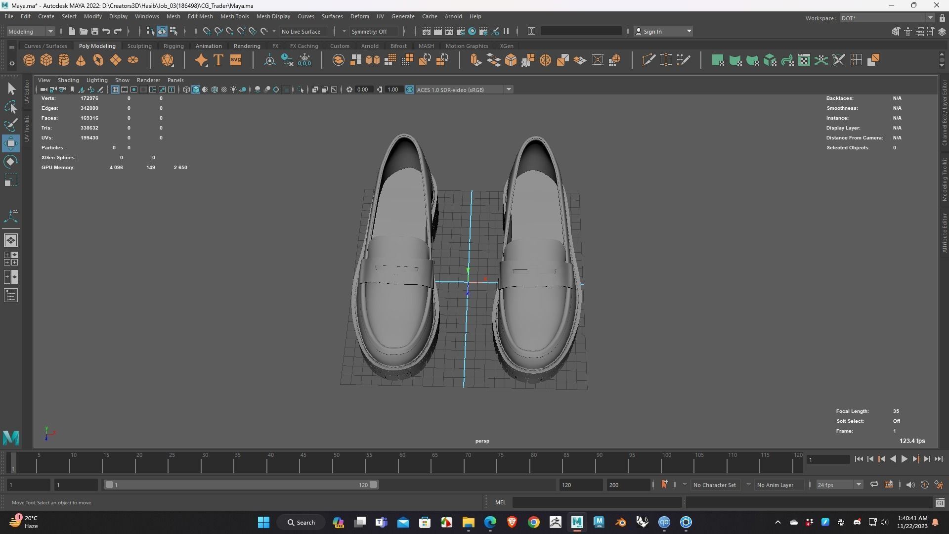 Shoe for Men Low Poly 3D Model for WebGL Ready Low-poly 3D model Low-poly 3D model_9
