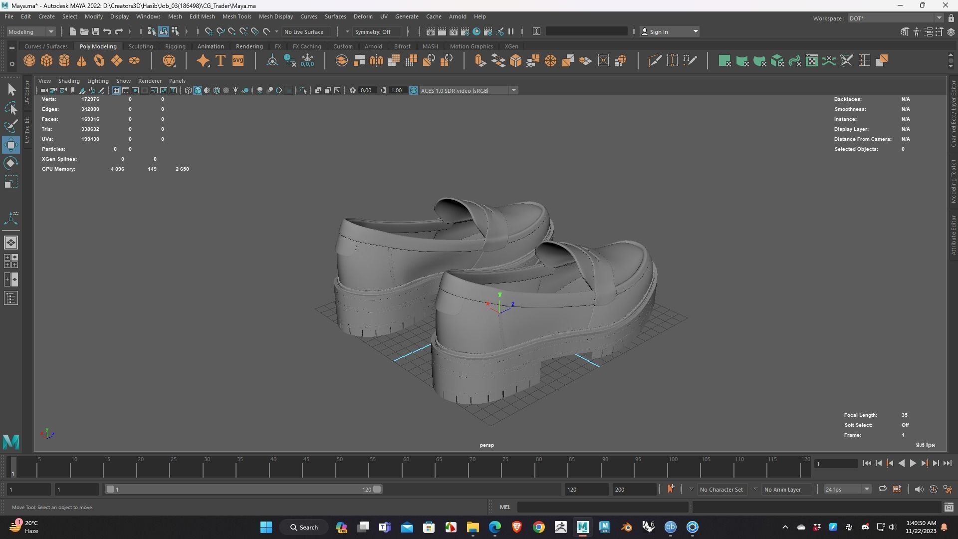 Shoe for Men Low Poly 3D Model for WebGL Ready Low-poly 3D model Low-poly 3D model_11