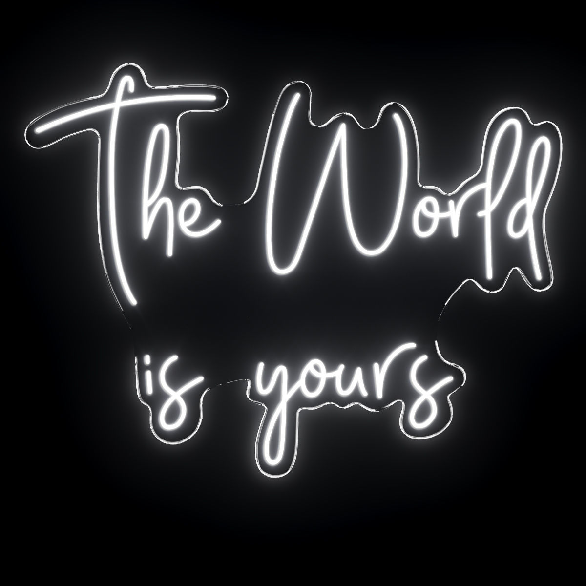 The Worl Is Yours Neon Sign 3D model_2