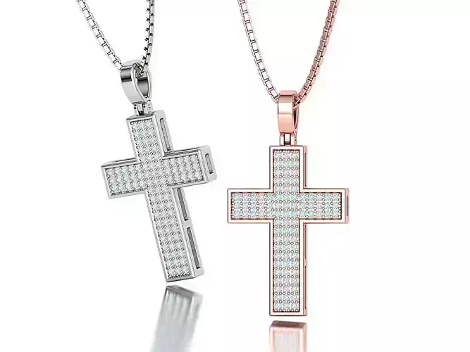 Diamond Cross 30mm Height Holy Cross Necklace Pendant 3D print model