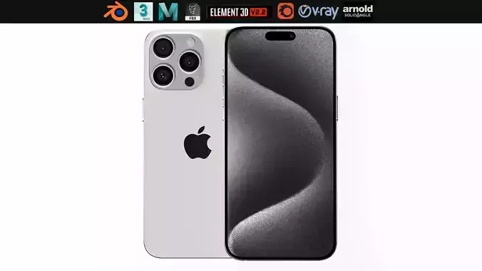 Apple iPhone 15 Pro Max White Titanium Low-poly 3D model