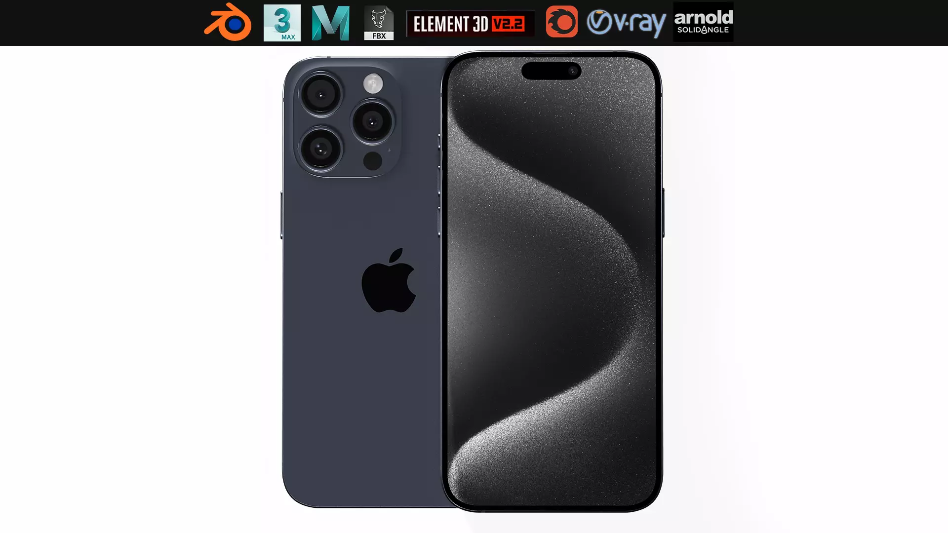 Apple iPhone 15 Pro Max Blue Titanium Low-poly 3D model_0