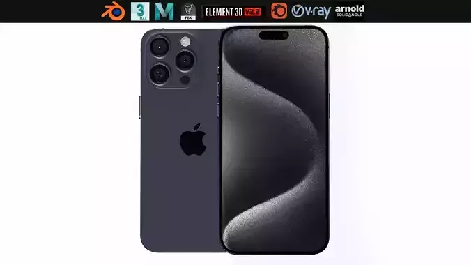 Apple iPhone 15 Pro Max Blue Titanium Low-poly 3D model