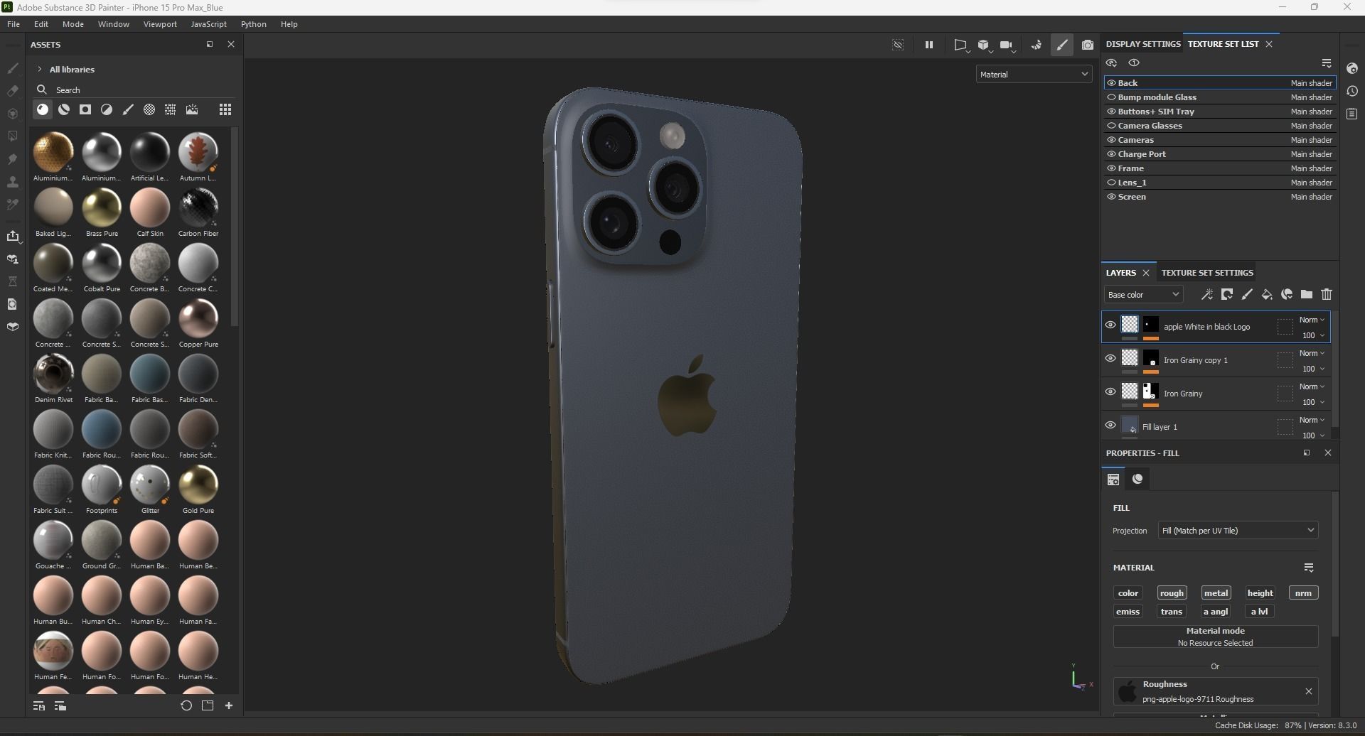 Apple iPhone 15 Pro Max Blue Titanium Low-poly 3D model_29