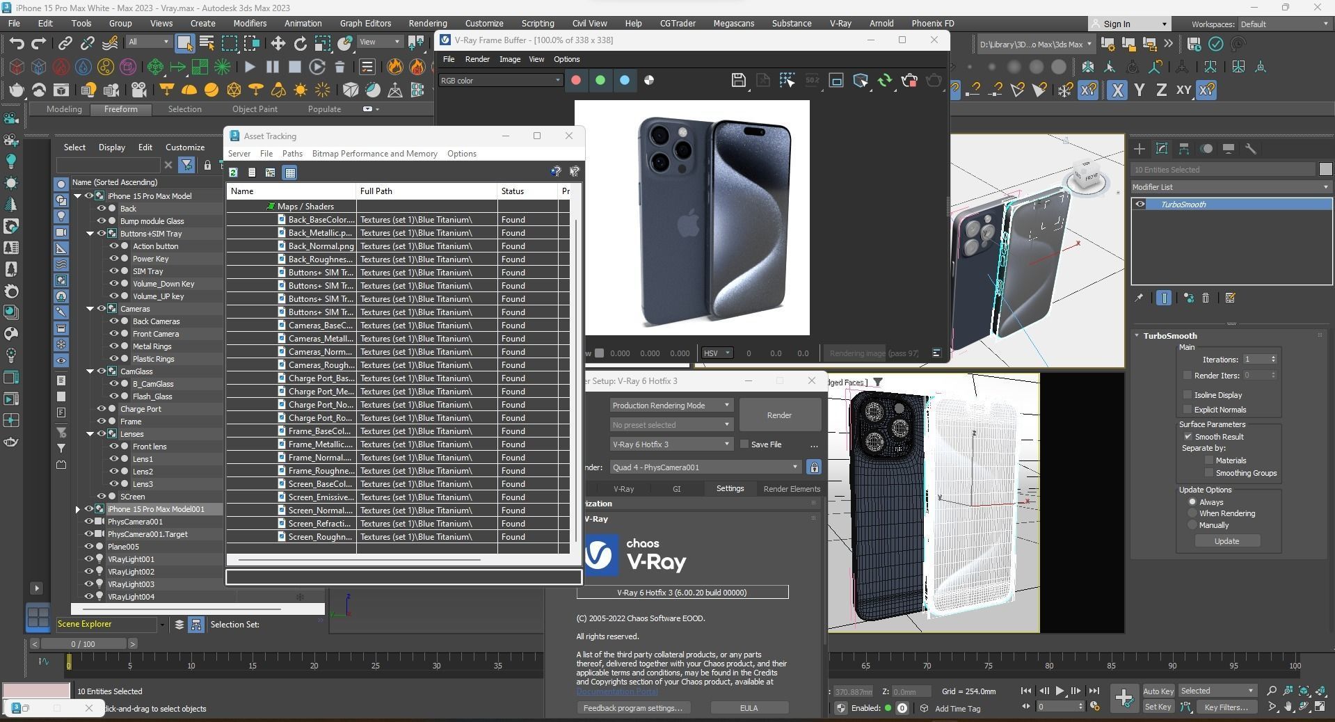 Apple iPhone 15 Pro Max Blue Titanium Low-poly 3D model_31