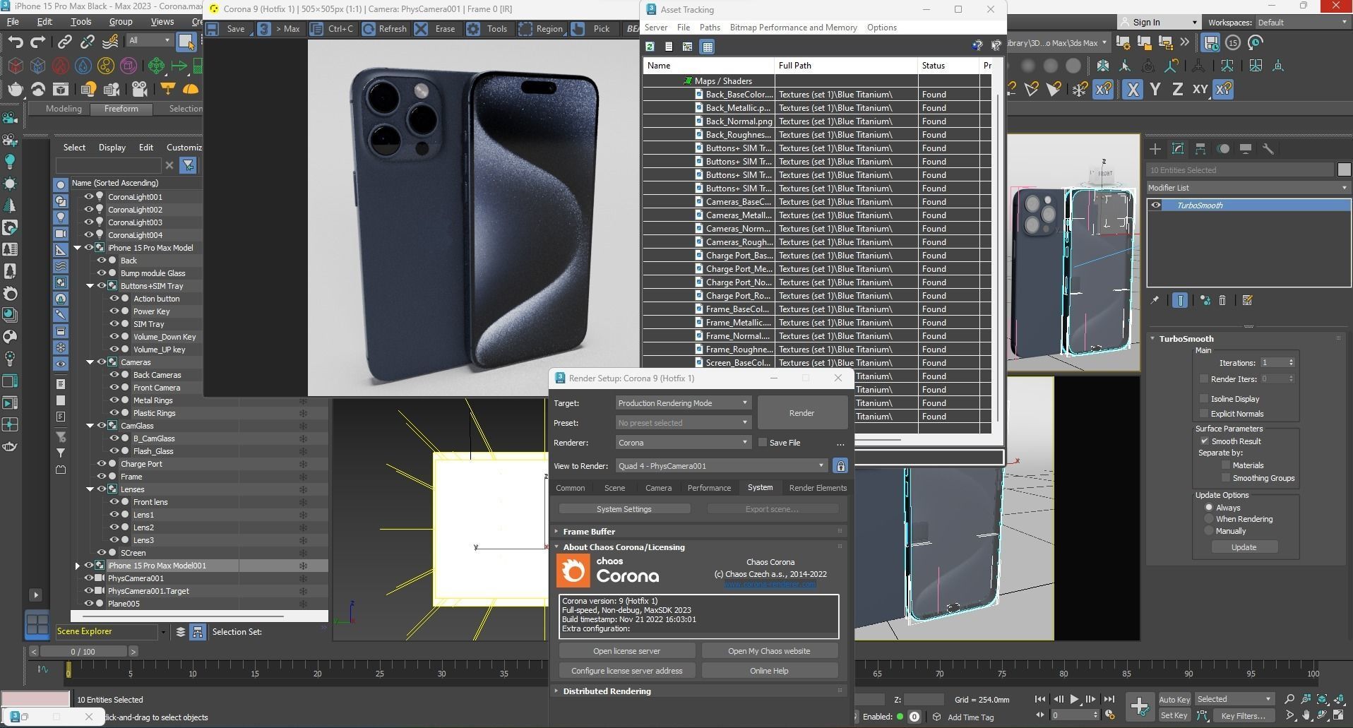 Apple iPhone 15 Pro Max Blue Titanium Low-poly 3D model_22