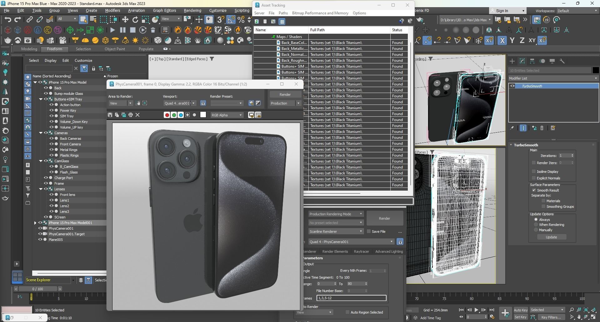 Apple iPhone 15 Pro Max Black Titanium Low-poly 3D model_25