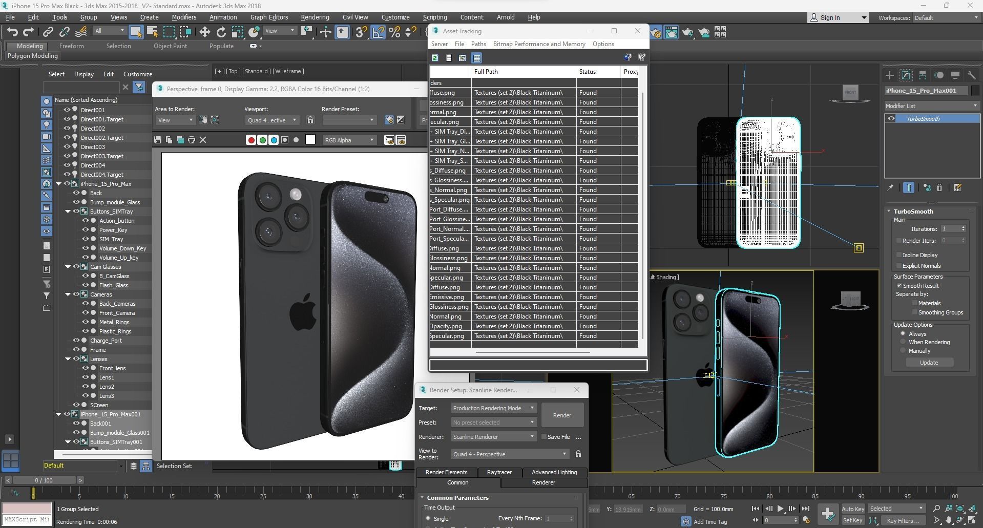 Apple iPhone 15 Pro Max Black Titanium Low-poly 3D model_31