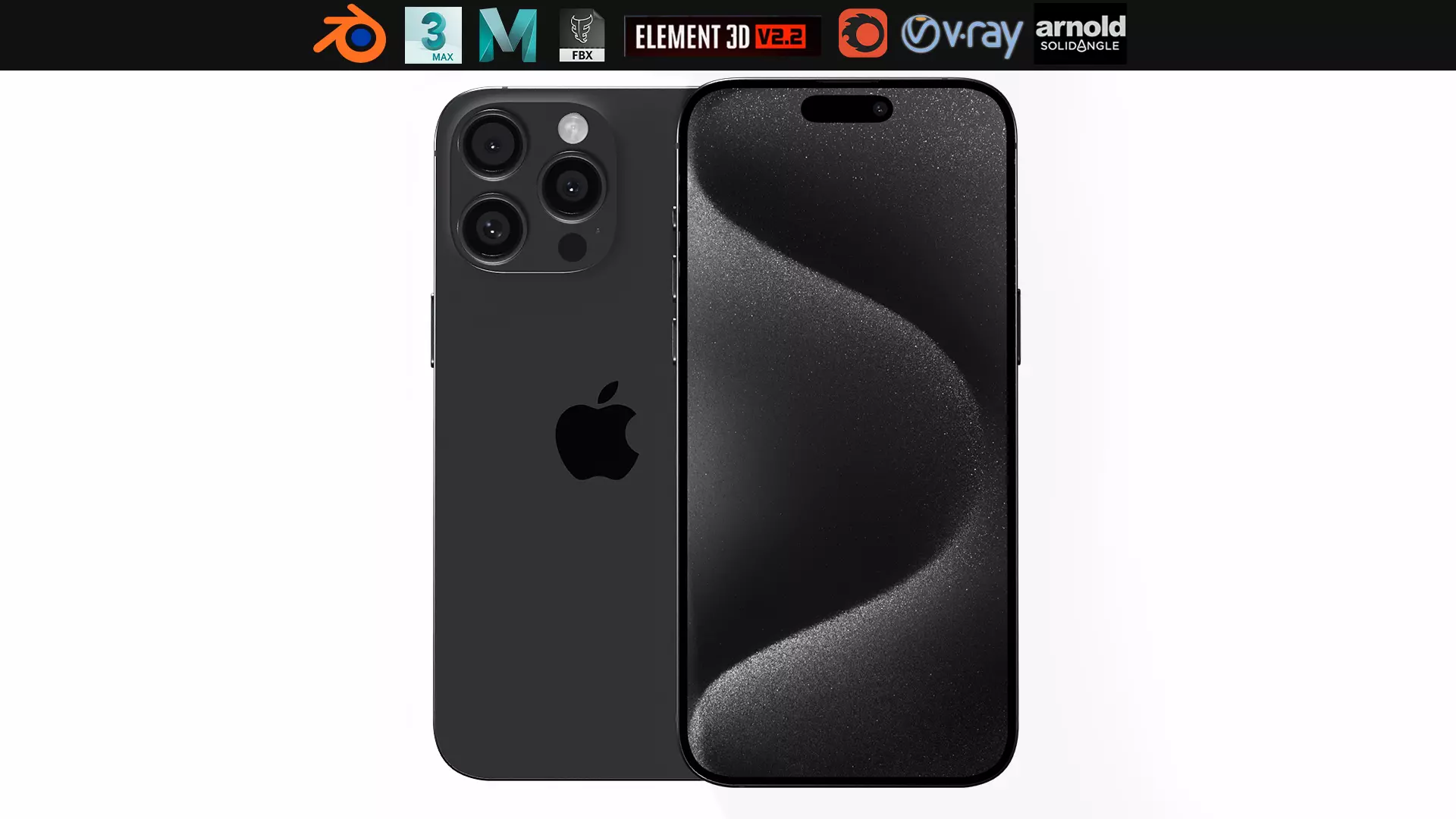 Apple iPhone 15 Pro Max Black Titanium Low-poly 3D model_0