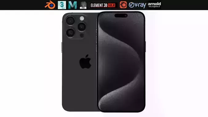Apple iPhone 15 Pro Max Black Titanium Low-poly 3D model