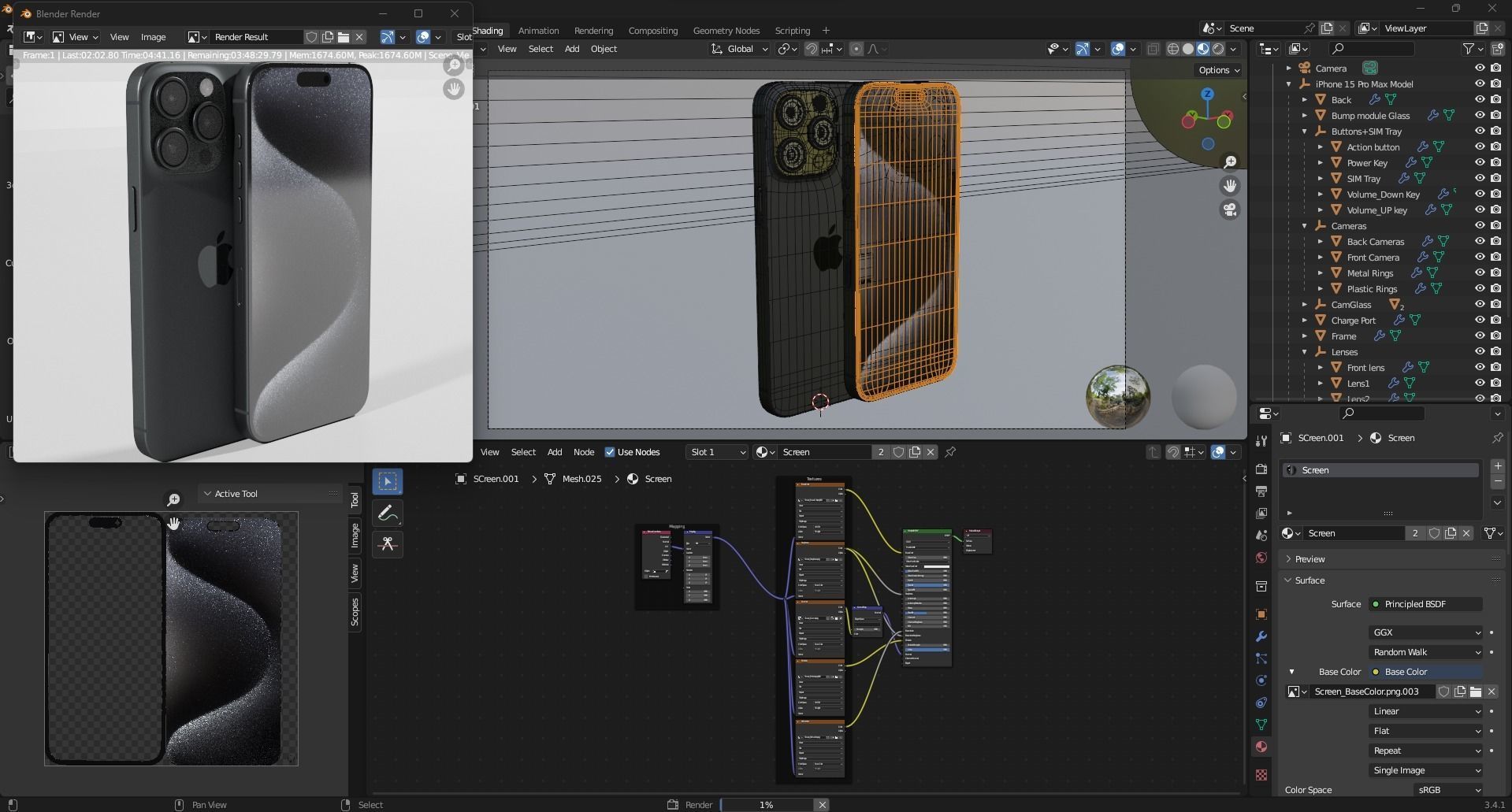 Apple iPhone 15 Pro Max Black Titanium Low-poly 3D model_24