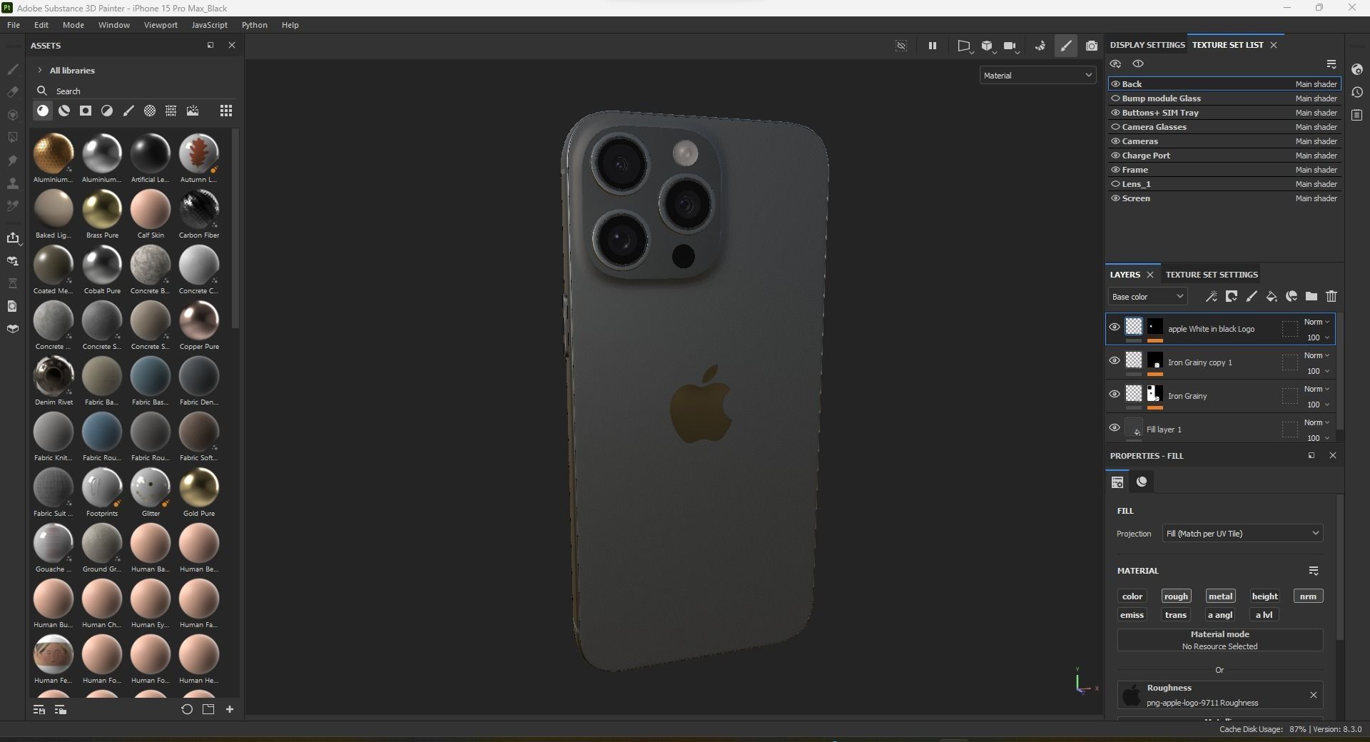 Apple iPhone 15 Pro Max Black Titanium Low-poly 3D model_22