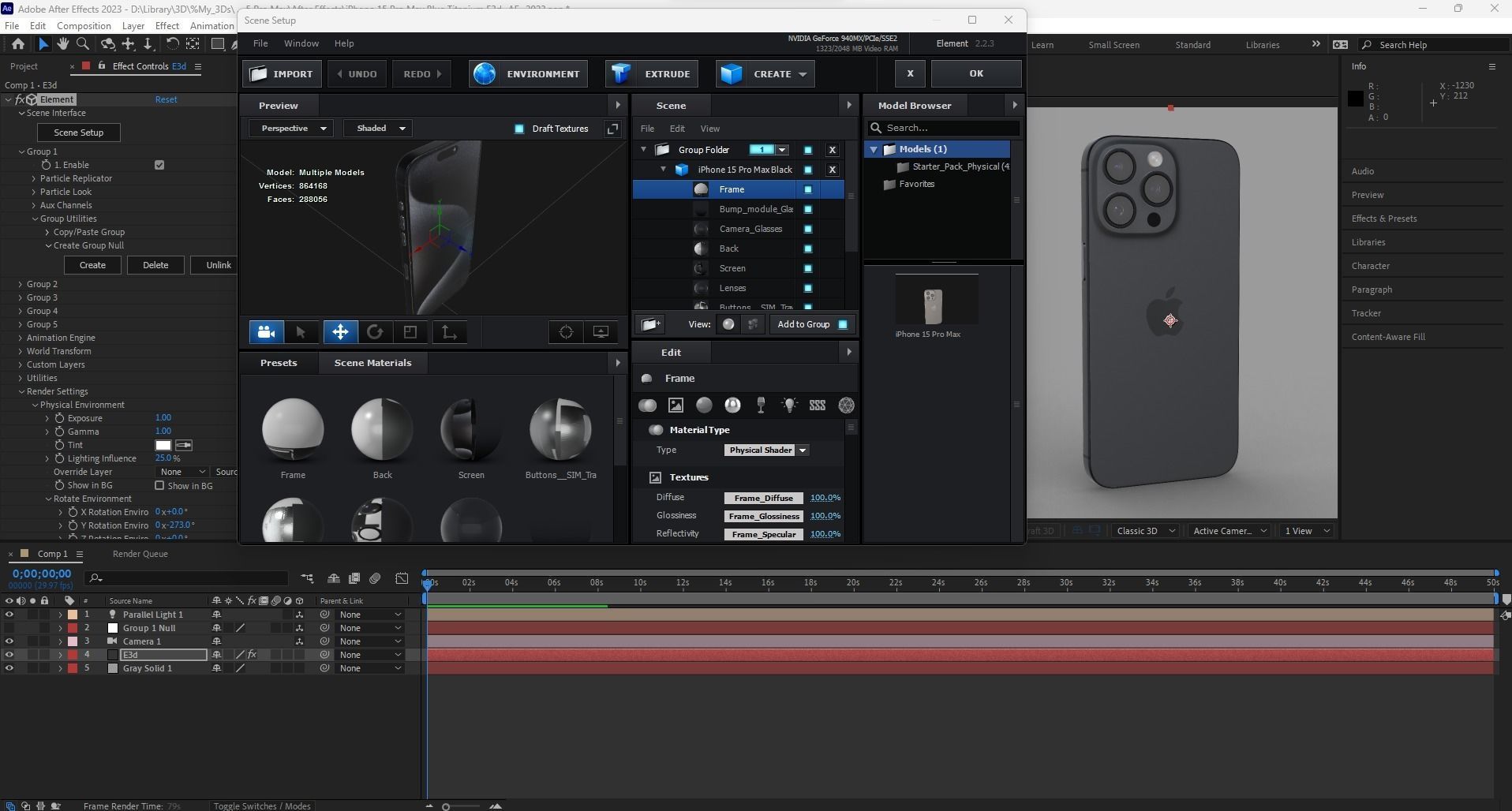 Apple iPhone 15 Pro Max Black Titanium Low-poly 3D model_23