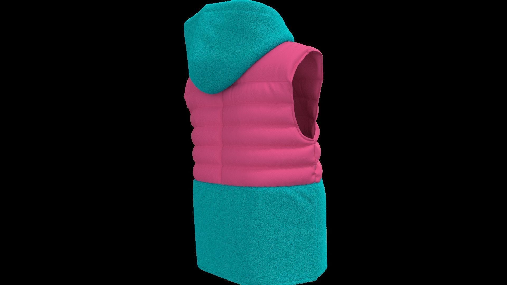 Female puffer vest 3D model_6