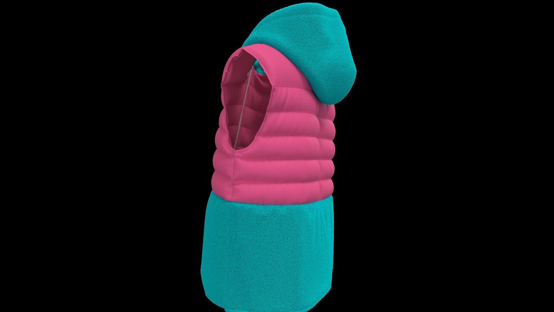 Female puffer vest 3D model_11