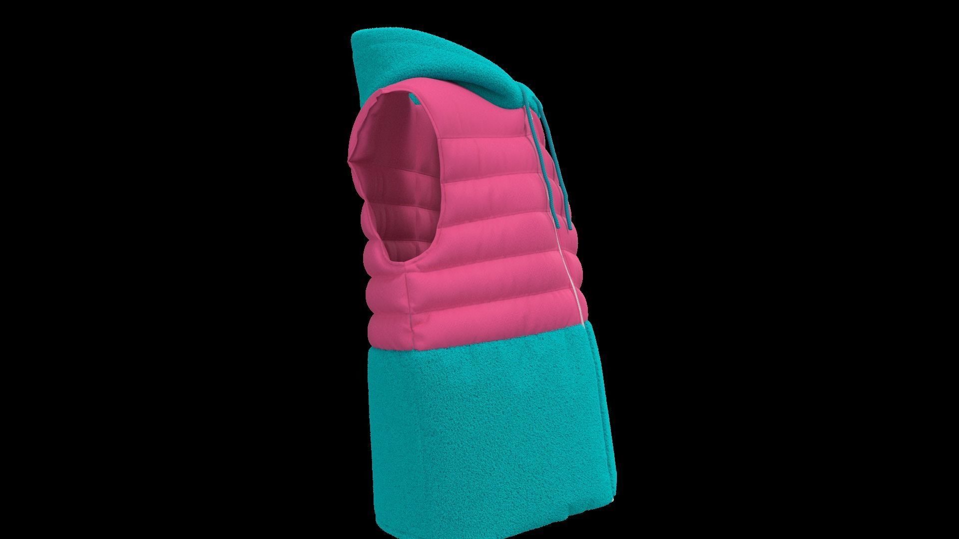 Female puffer vest 3D model_3
