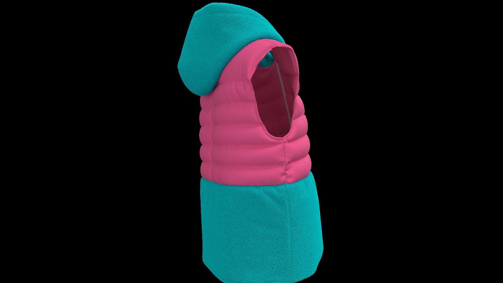 Female puffer vest 3D model_5