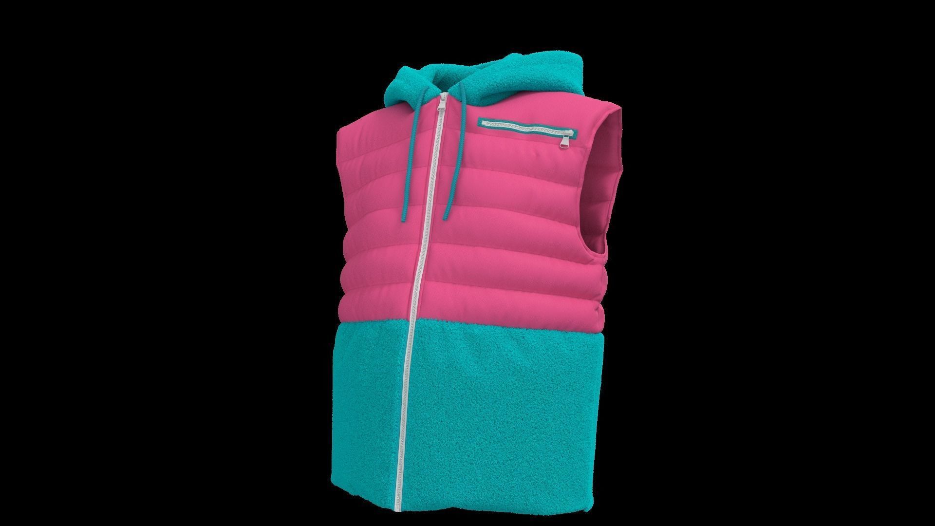 Female puffer vest 3D model_15