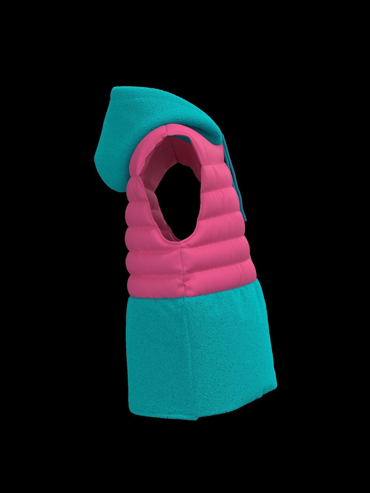 Female puffer vest 3D model_27