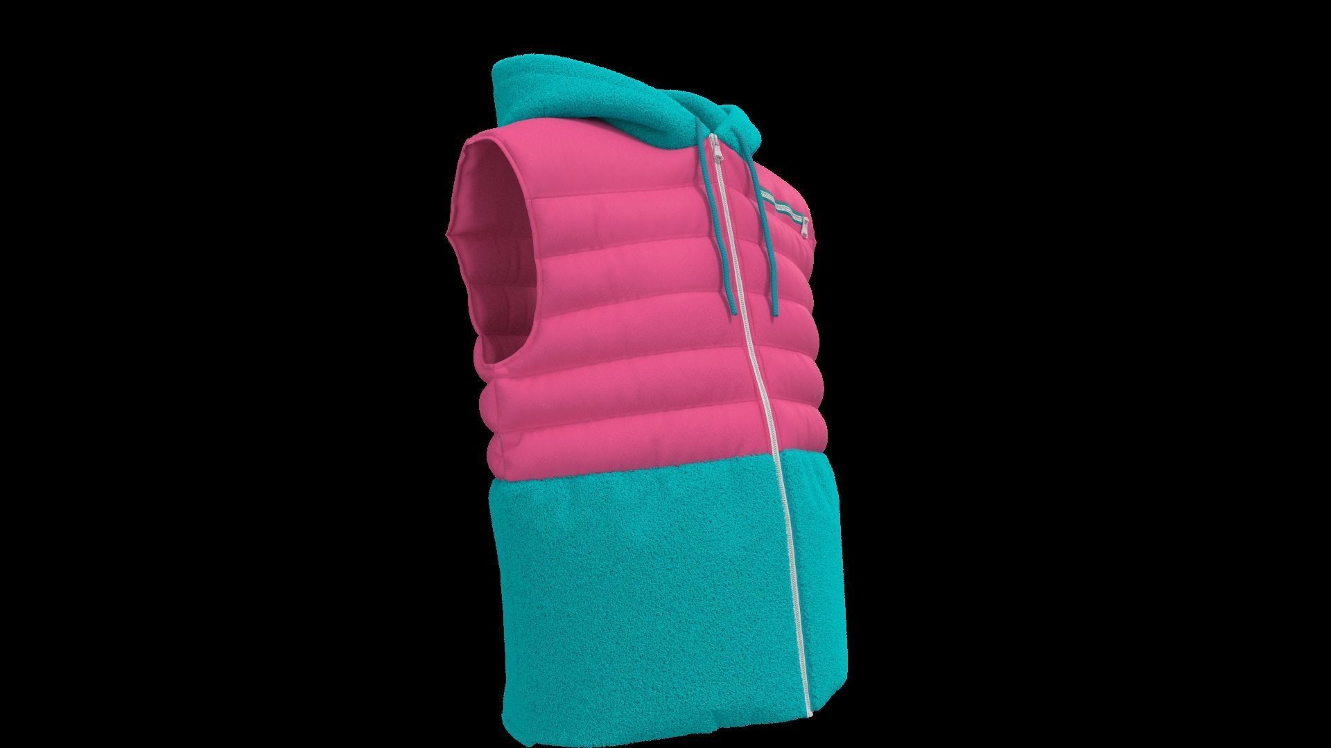 Female puffer vest 3D model_2