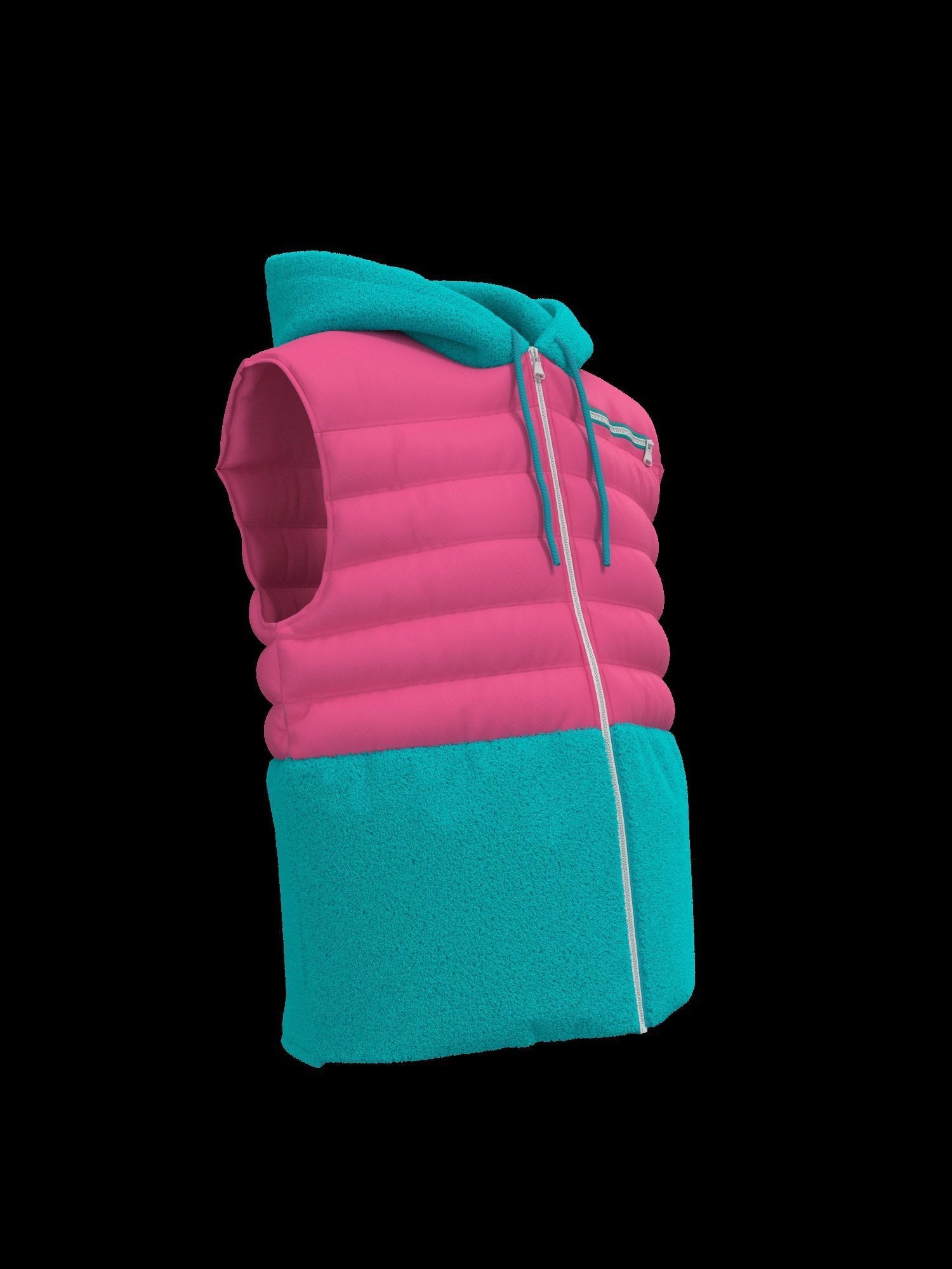 Female puffer vest 3D model_25