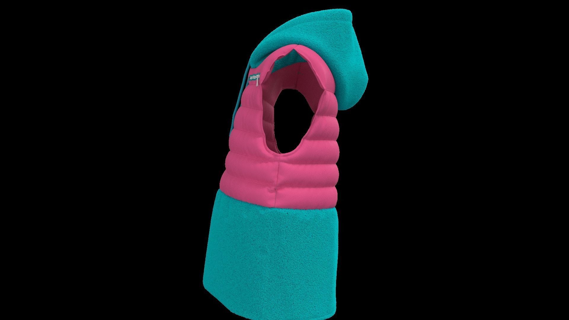 Female puffer vest 3D model_12