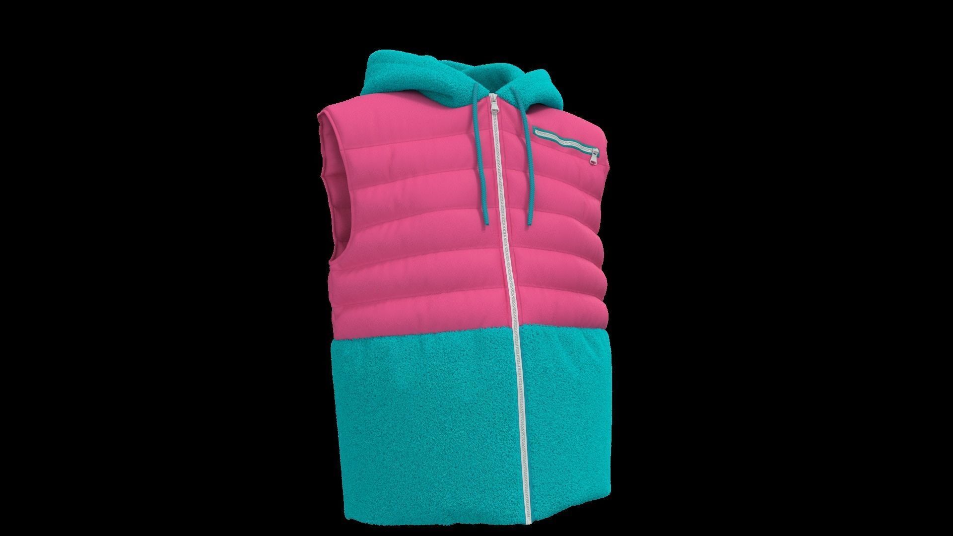 Female puffer vest 3D model_1