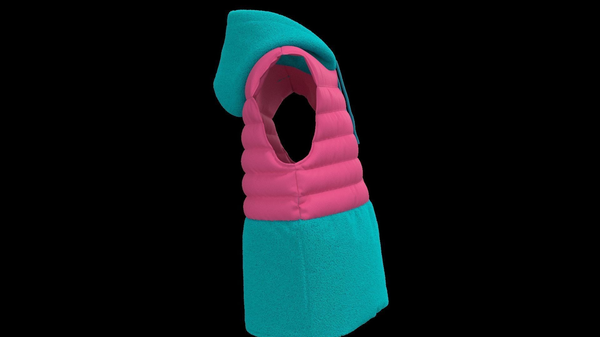 Female puffer vest 3D model_4