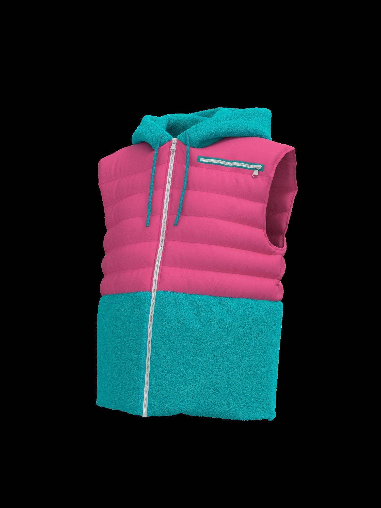 Female puffer vest 3D model_24