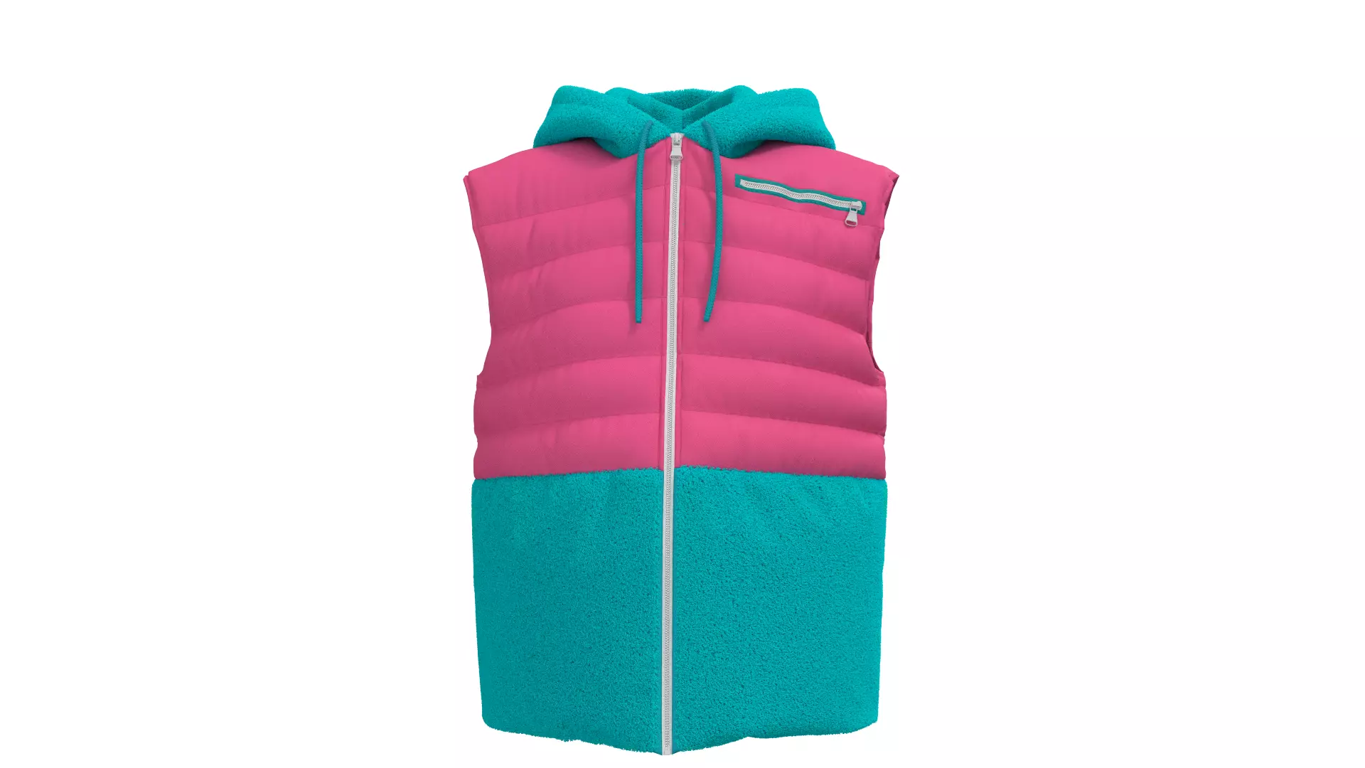Female puffer vest 3D model_0