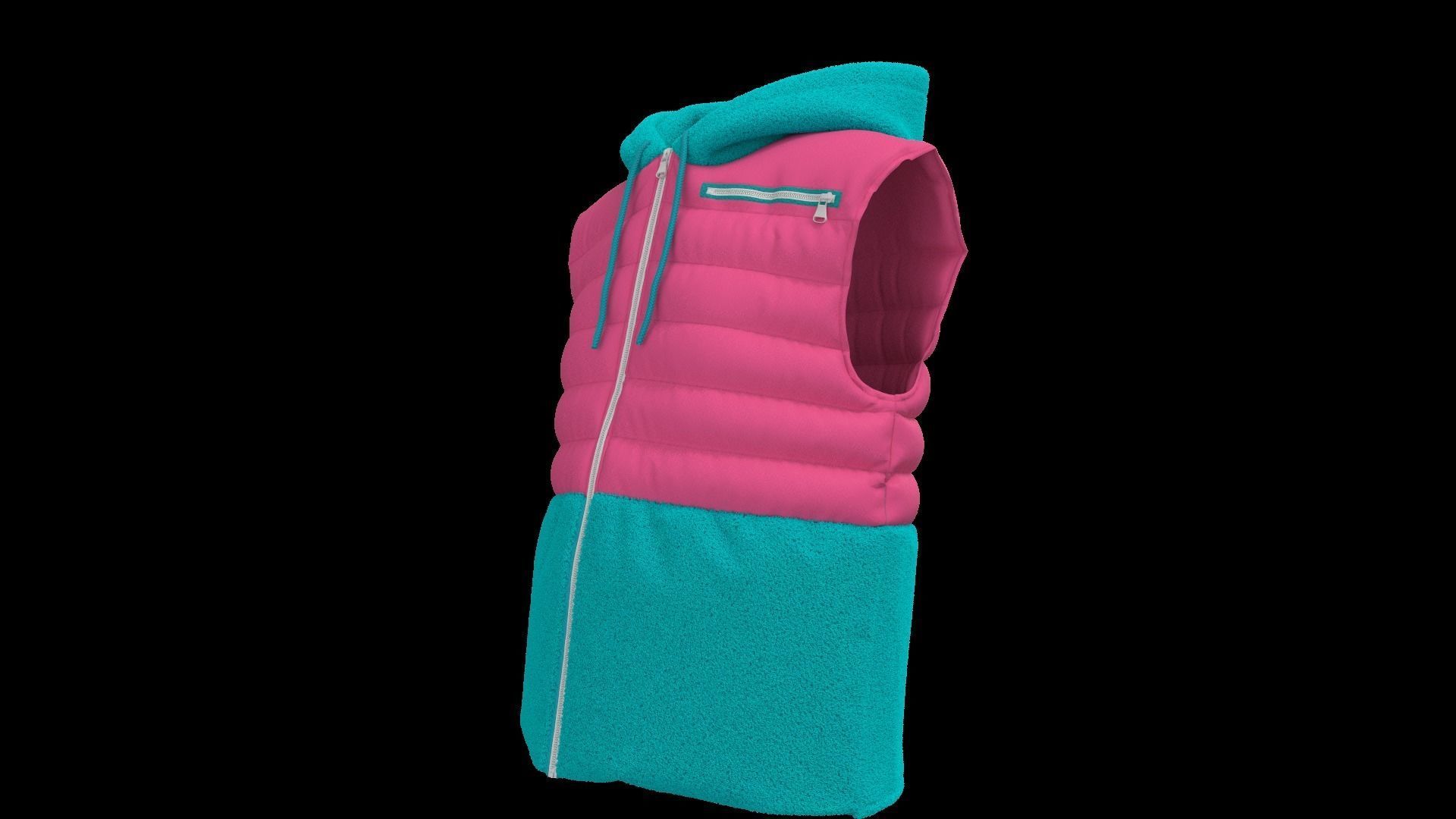 Female puffer vest 3D model_14