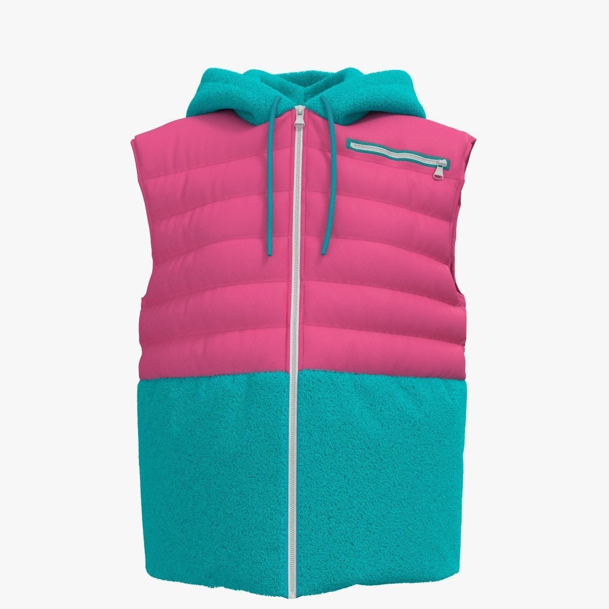 Female puffer vest 3D model_16