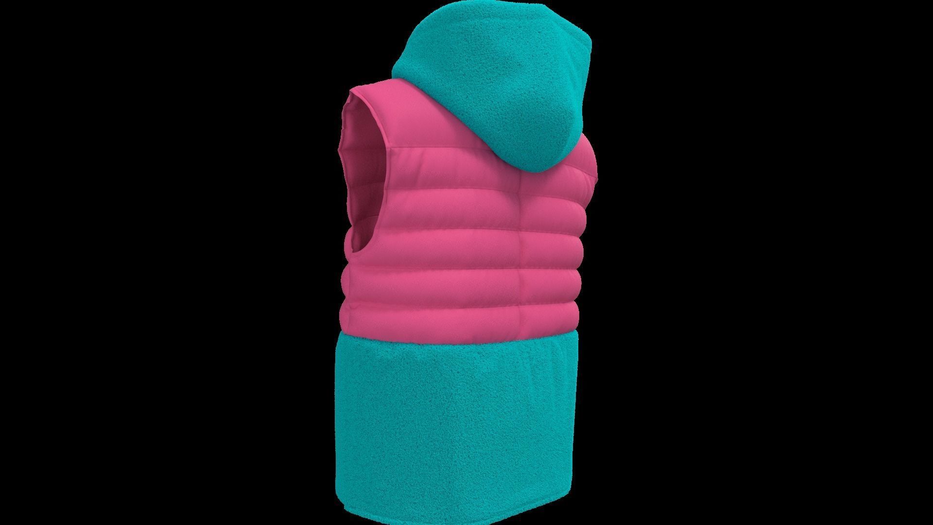 Female puffer vest 3D model_10