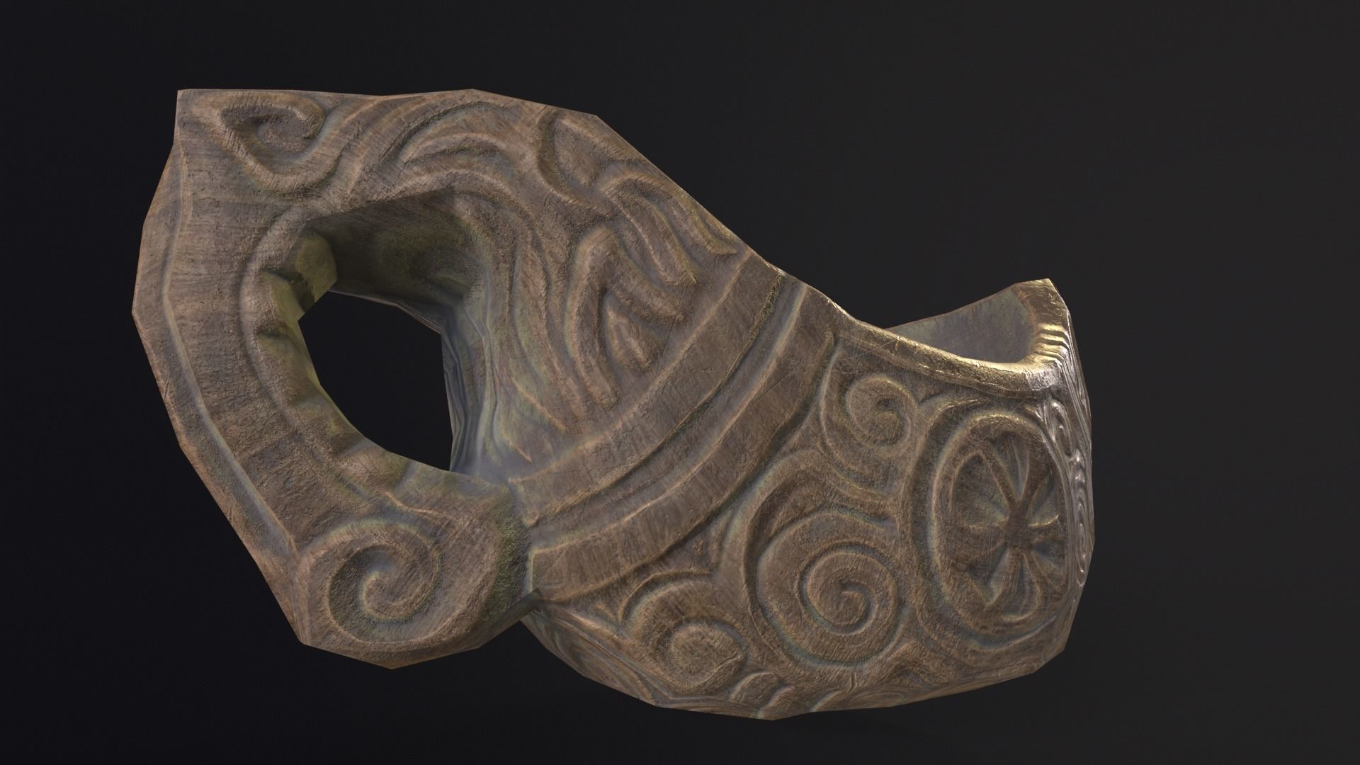 Nordic Wood Carved Bowl Low-poly 3D model_13