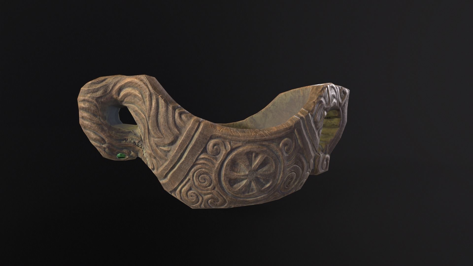 Nordic Wood Carved Bowl Low-poly 3D model_2