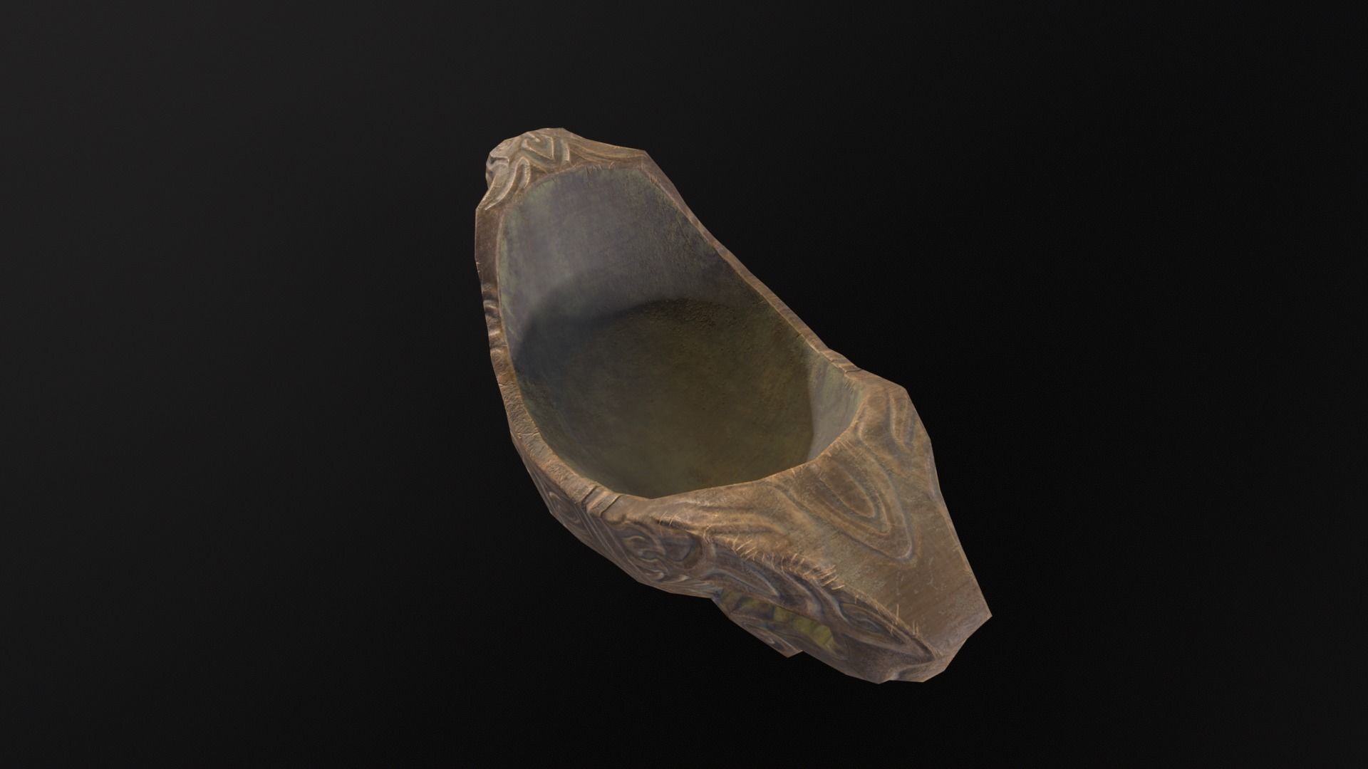 Nordic Wood Carved Bowl Low-poly 3D model_6
