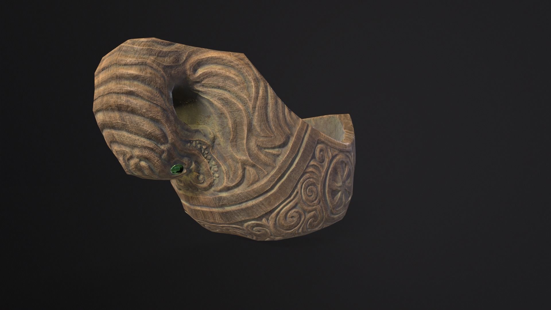 Nordic Wood Carved Bowl Low-poly 3D model_4