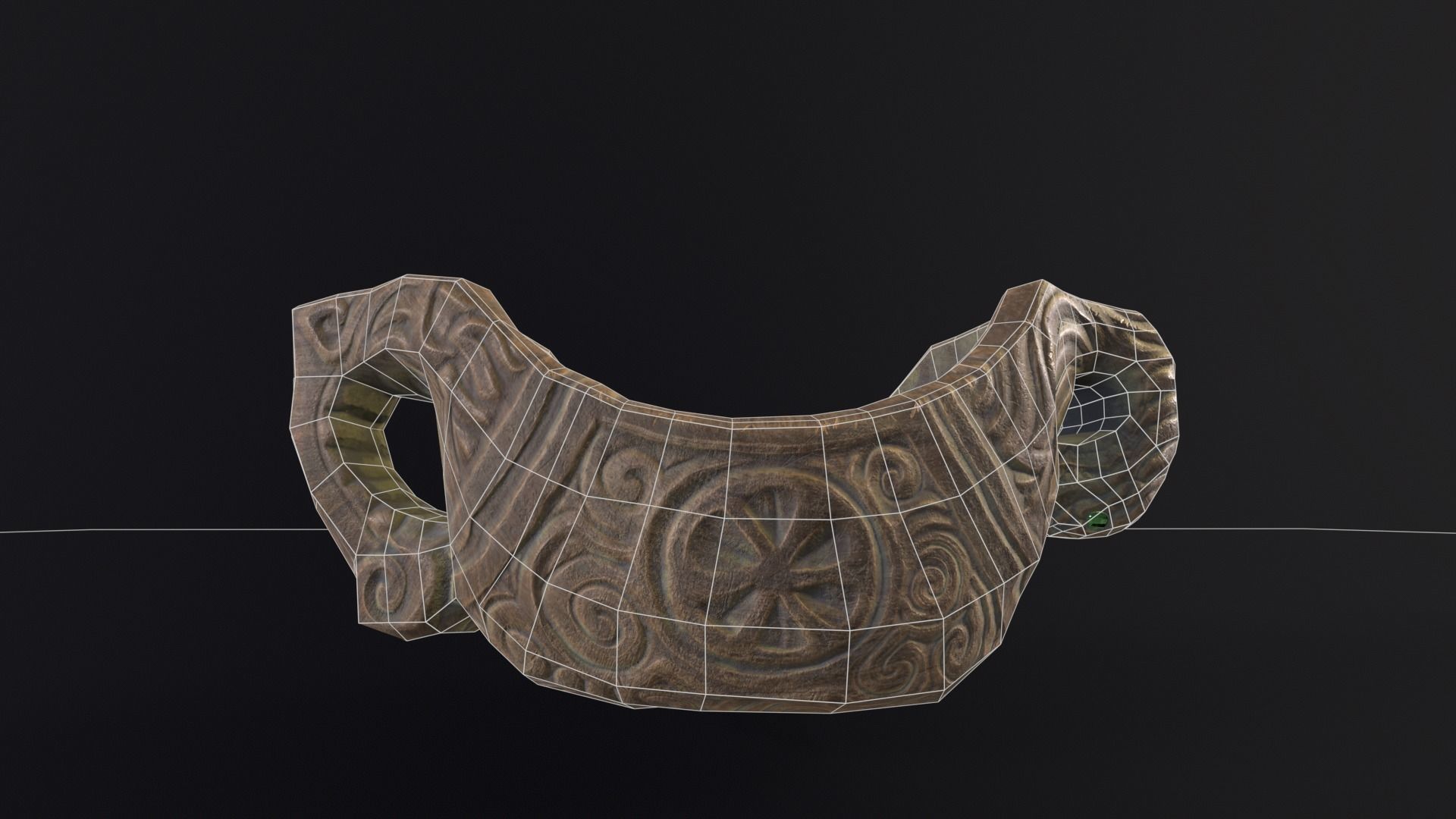 Nordic Wood Carved Bowl Low-poly 3D model_12