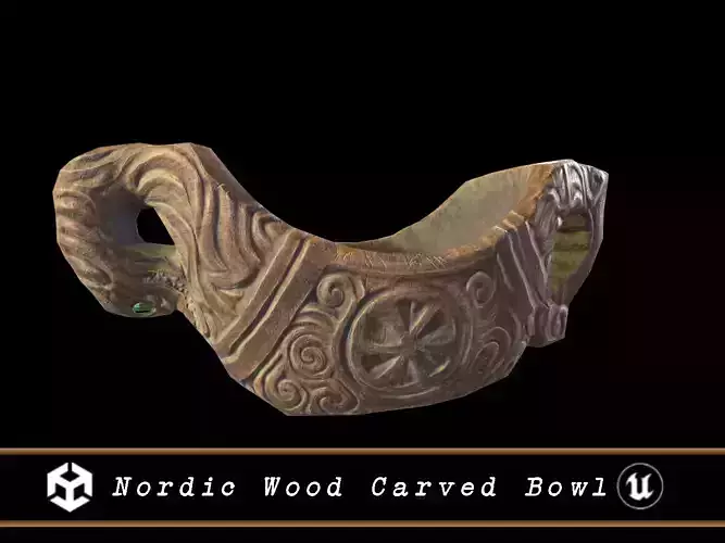 Nordic Wood Carved Bowl Low-poly 3D model