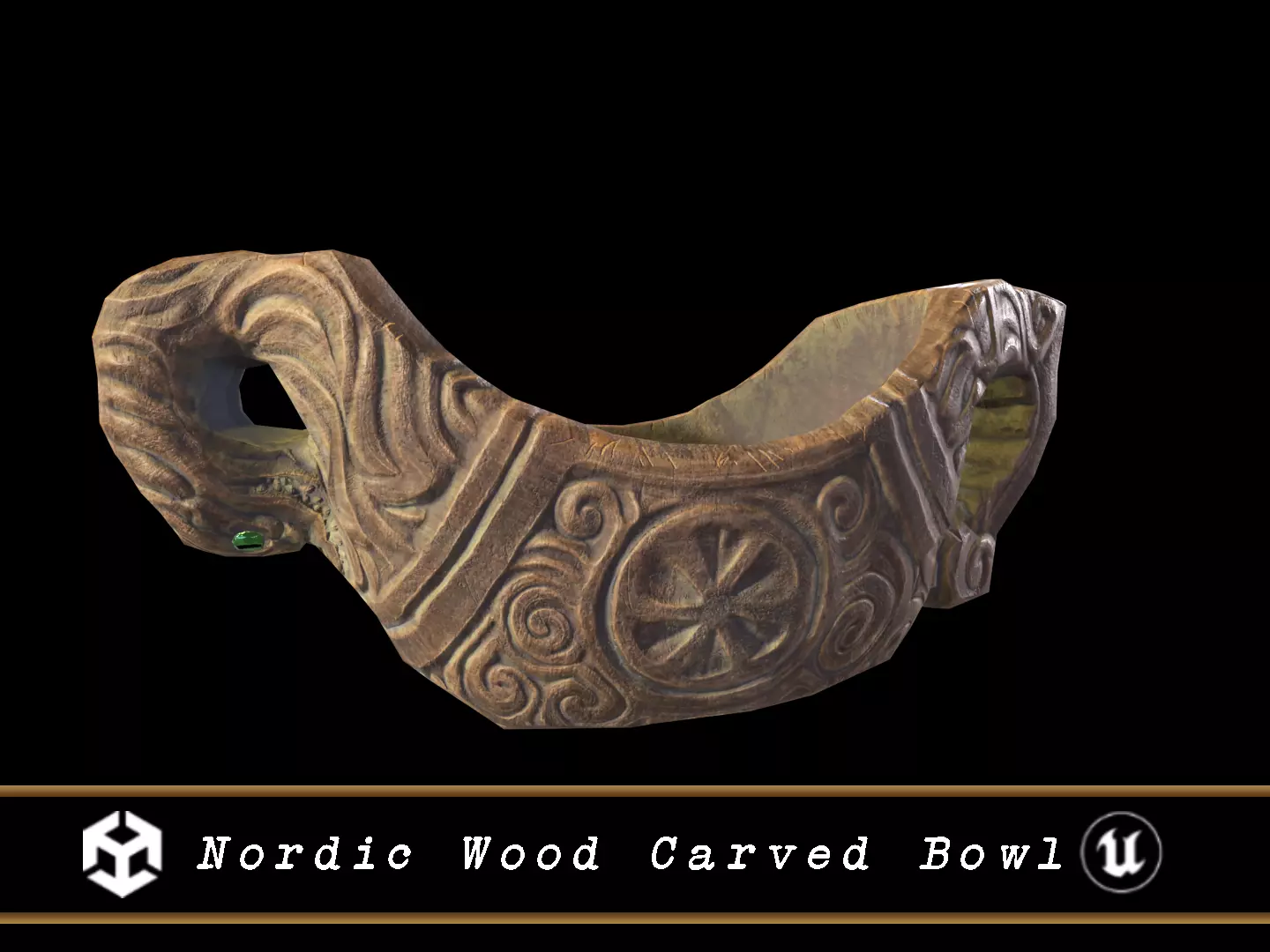 Nordic Wood Carved Bowl Low-poly 3D model_0