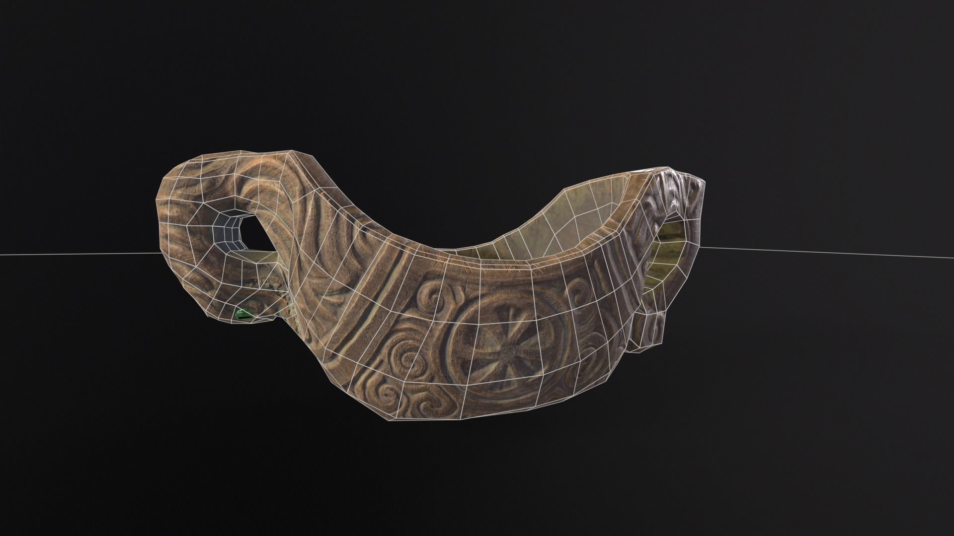 Nordic Wood Carved Bowl Low-poly 3D model_3