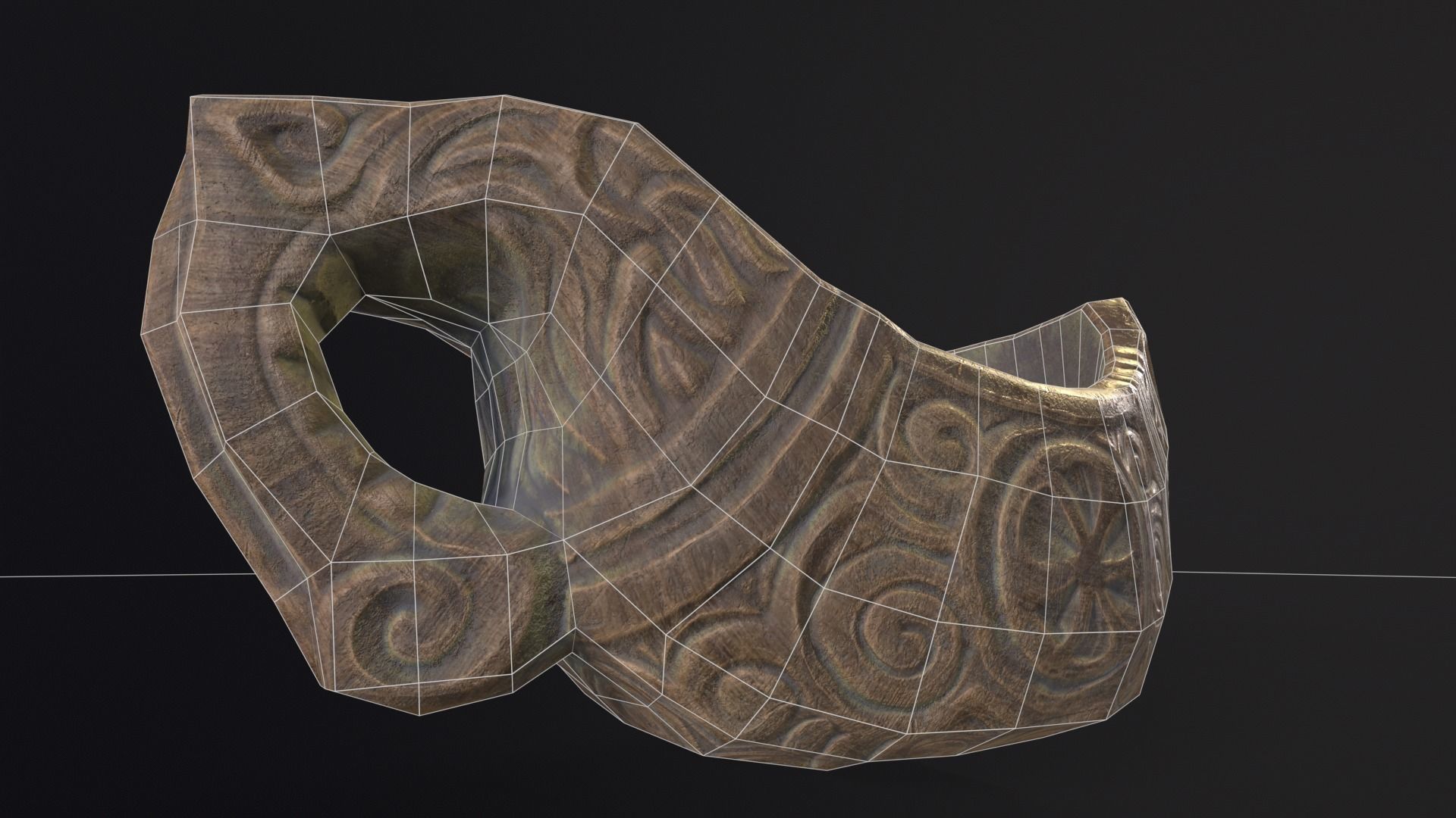 Nordic Wood Carved Bowl Low-poly 3D model_14