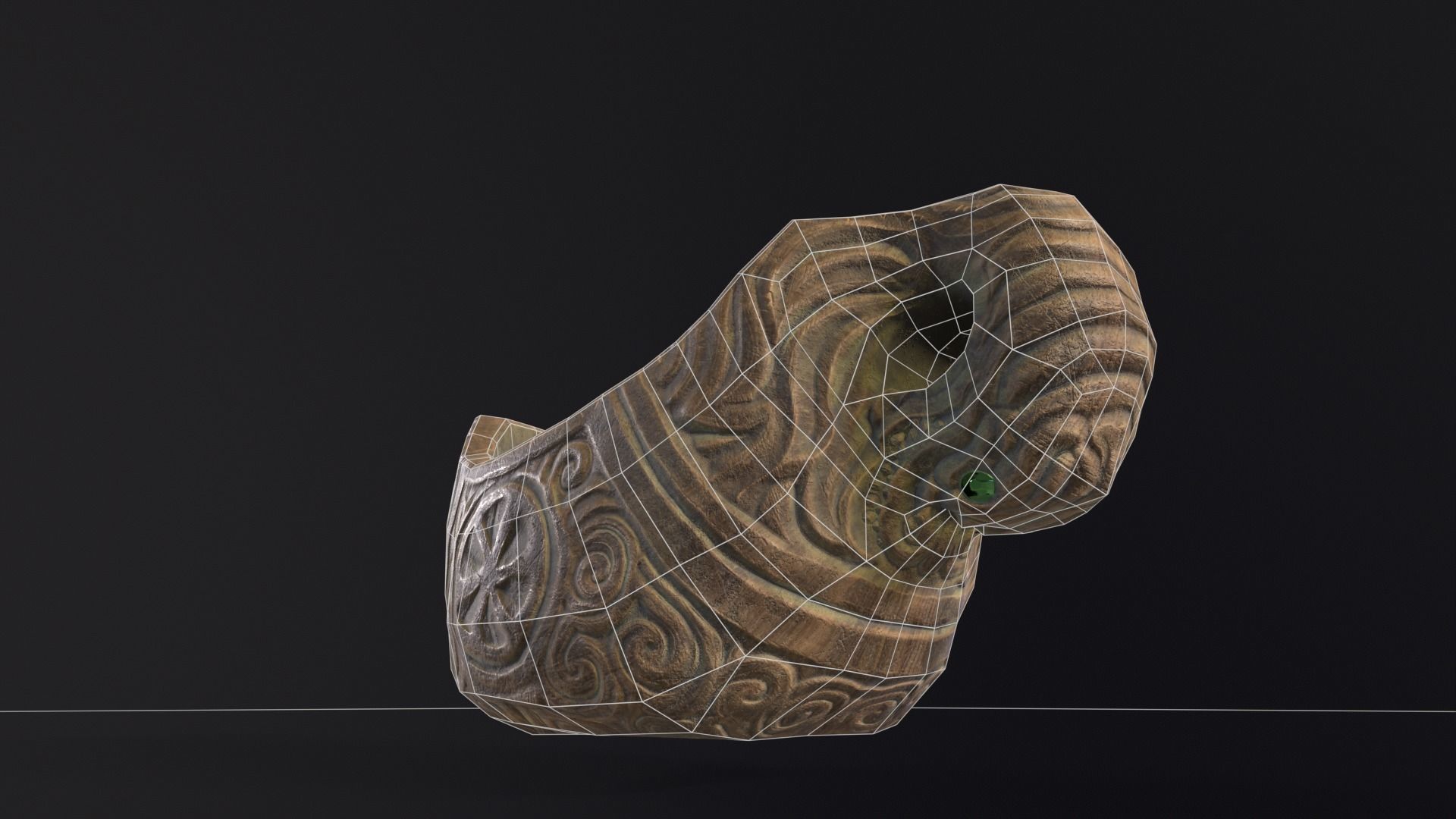 Nordic Wood Carved Bowl Low-poly 3D model_10
