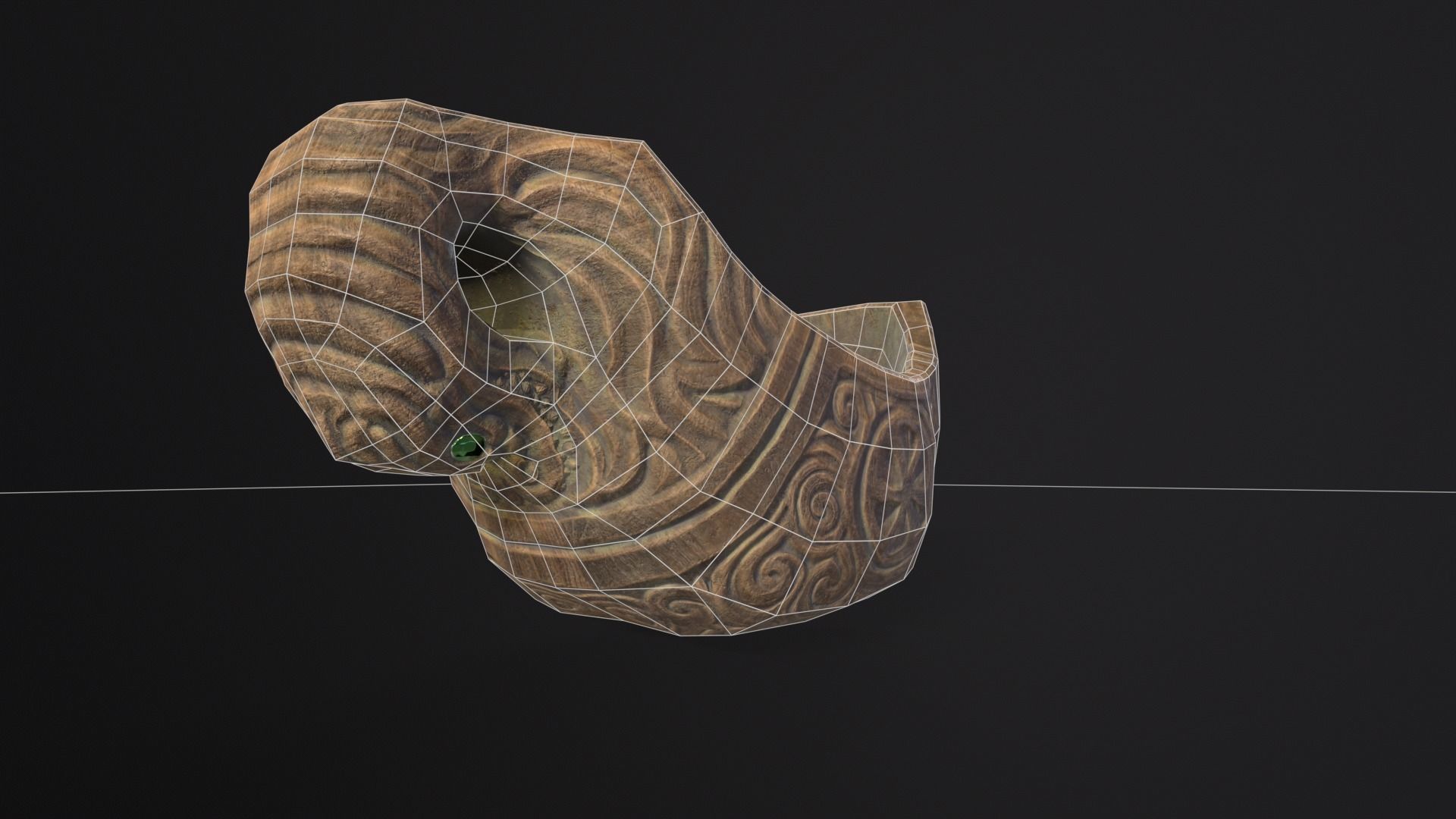 Nordic Wood Carved Bowl Low-poly 3D model_5