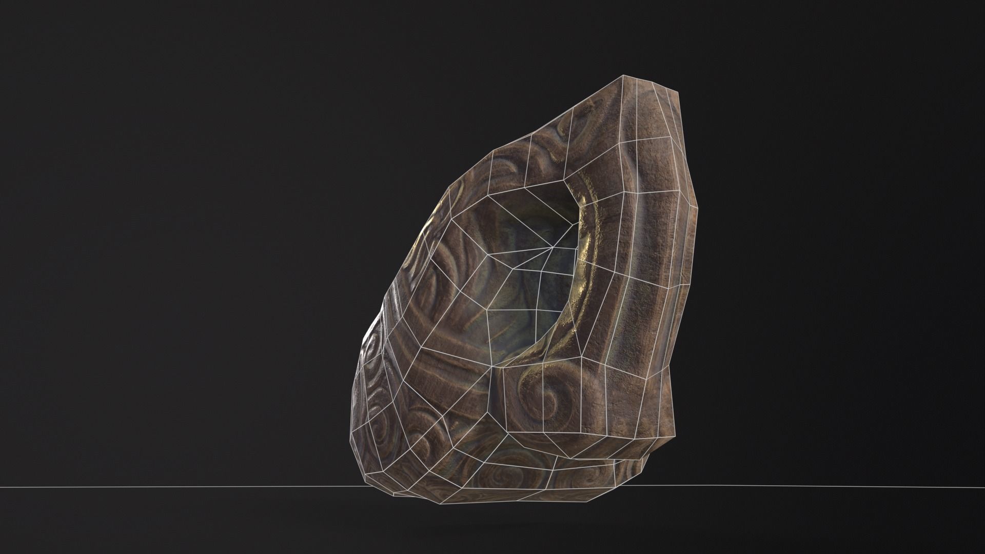 Nordic Wood Carved Bowl Low-poly 3D model_16