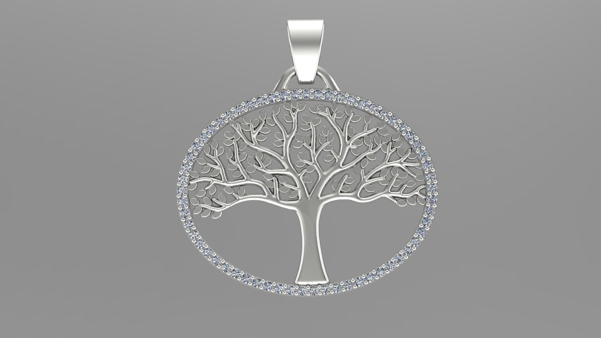 Tree of Life Pendant Oval 3D print model_3
