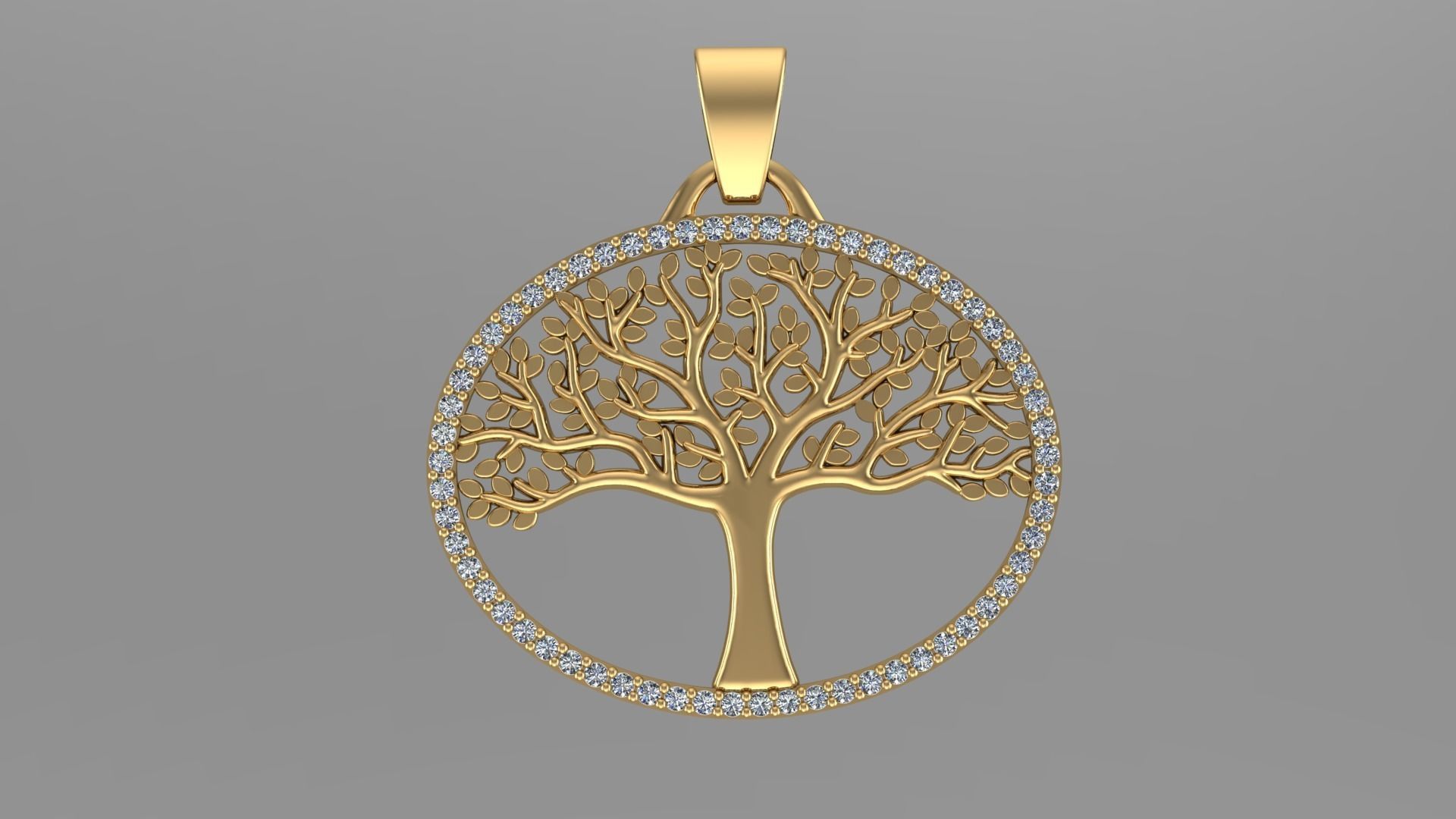 Tree of Life Pendant Oval 3D print model_1