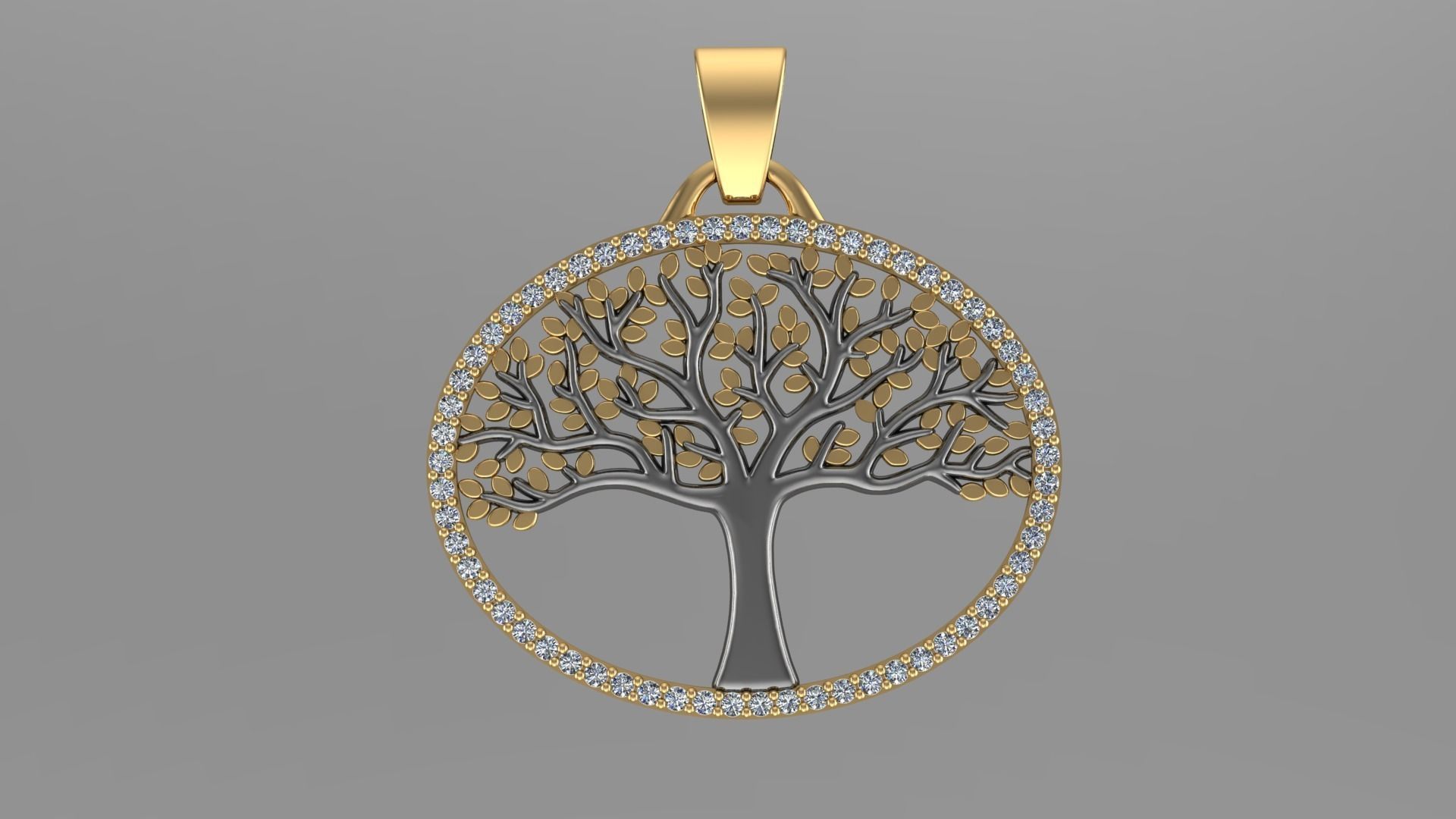 Tree of Life Pendant Oval 3D print model_2