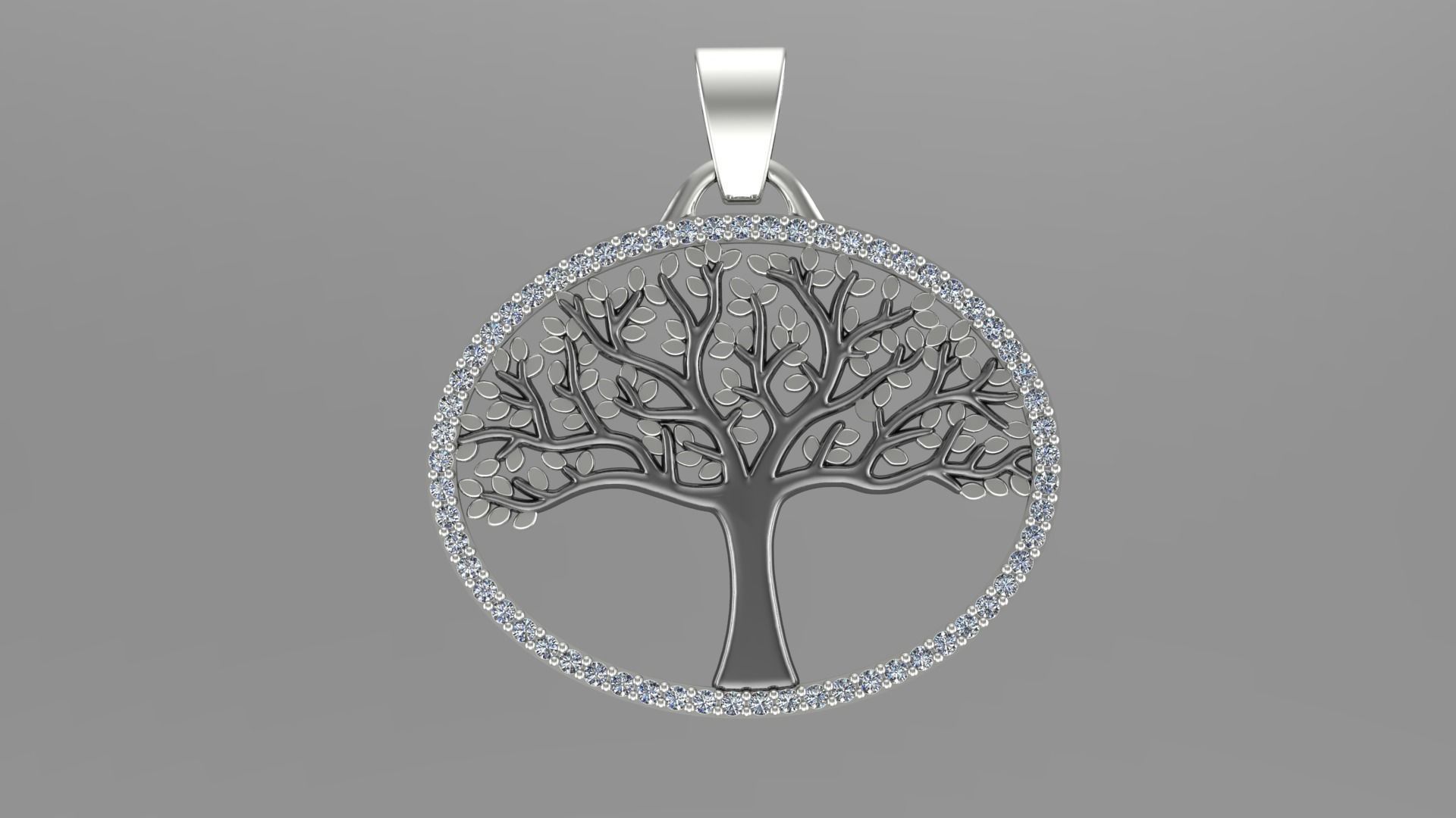 Tree of Life Pendant Oval 3D print model_4